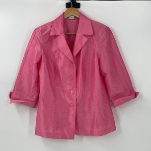 Giorgio Fiorlini hot pink cute Barbie pink lightweight button front blazer